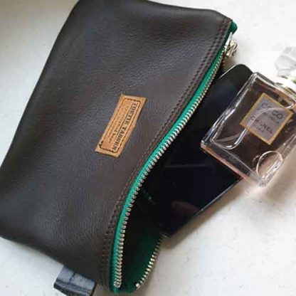 Etui/Make-up Tasje Leer Donkergroen - Afbeelding 3
