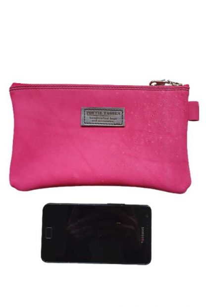 Etui/Make-up Tasje Leer Fuchsia