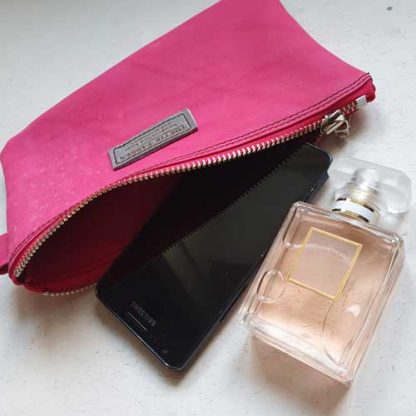 Etui/Make-up Tasje Leer Fuchsia - Afbeelding 2