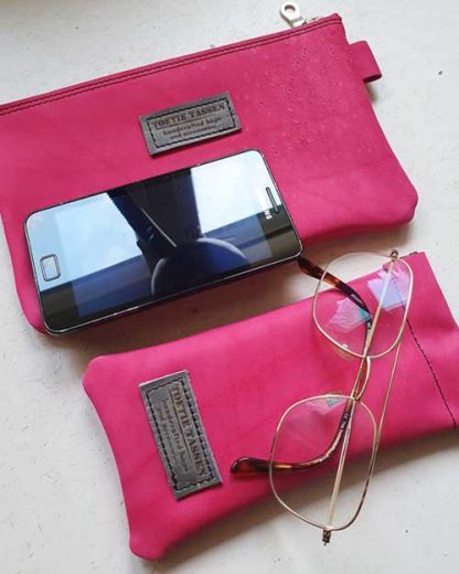 Etui/Make-up Tasje Leer Fuchsia - Afbeelding 3