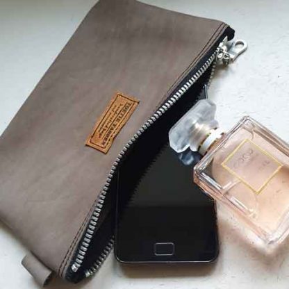 Etui/Make-up Tasje Leer Taupe - Afbeelding 2