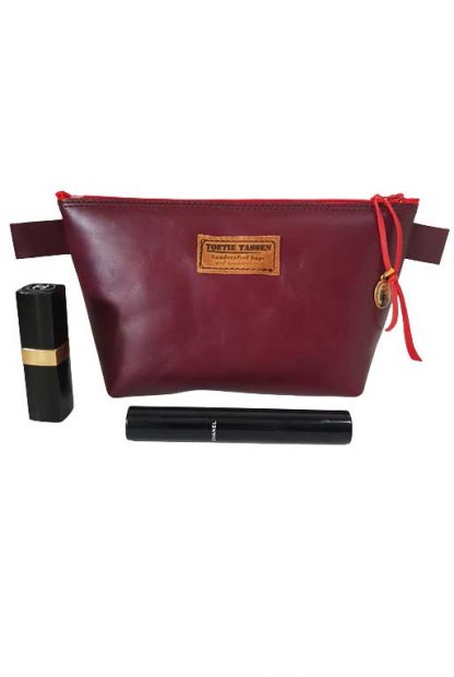 Make-up tas Leer Donkerrood/Aubergine
