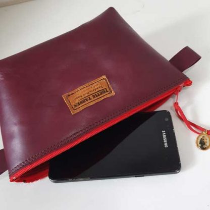 Make-up tas Leer Donkerrood/Aubergine - Afbeelding 4