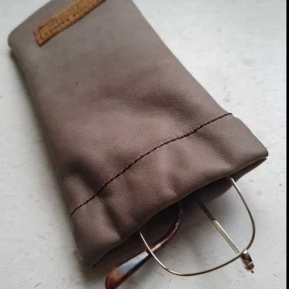 Brillenkoker Leer Taupe Knijp - Afbeelding 2