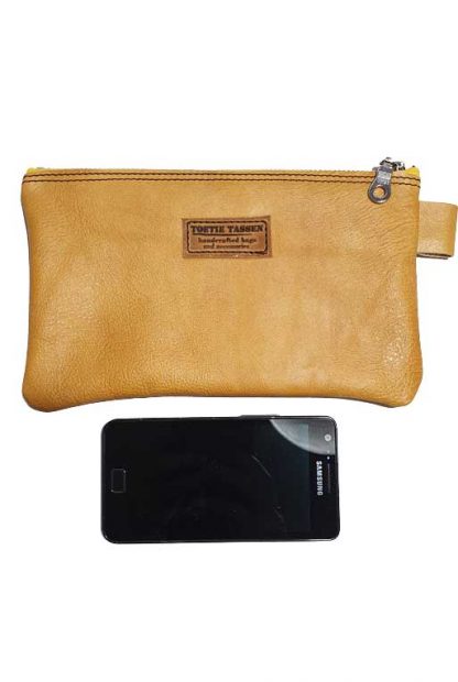 Etui/Make-up Tasje Leer Geel Oker