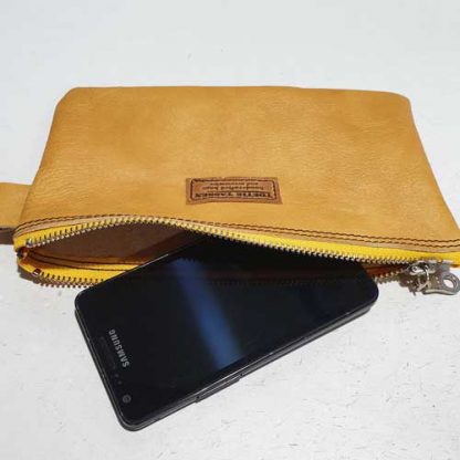 Etui/Make-up Tasje Leer Geel Oker - Afbeelding 2