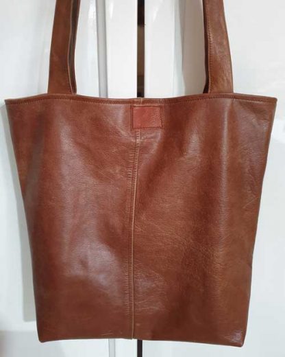 Damestas Leer Shopper Cognac met Zak - Afbeelding 2
