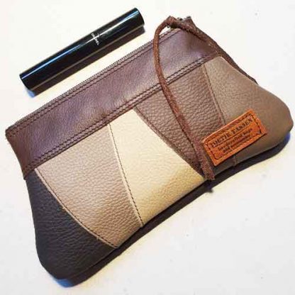 Etui/Make-up Tasje Leer Streep Bruin - Afbeelding 3