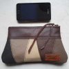 Etui/Make-up Tasje Leer Streep Bruin - Afbeelding 2