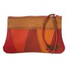 Etui/Make-up Tasje Leer Streep Oranje Rood