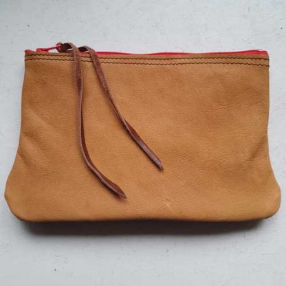Etui/Make-up Tasje Leer Streep Oranje Rood - Afbeelding 2