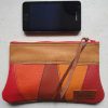 Etui/Make-up Tasje Leer Streep Oranje Rood - Afbeelding 4