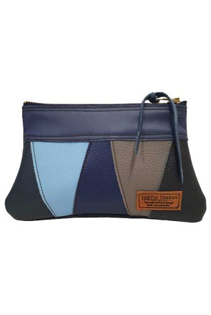 Etui/Make-up Tasje Leer Streep Blauw