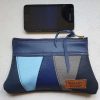 Etui/Make-up Tasje Leer Streep Blauw - Afbeelding 3