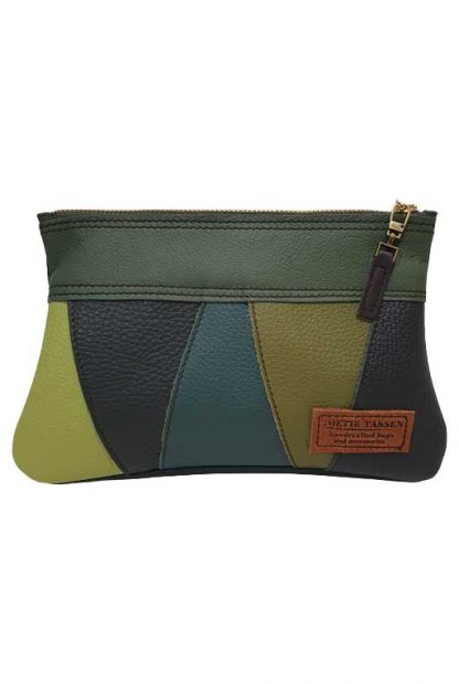 Etui/Make-up Tasje Leer Streep Groen