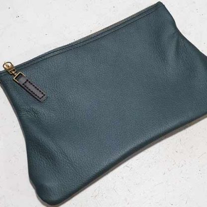 Etui/Make-up Tasje Leer Streep Groen - Afbeelding 2