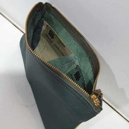 Etui/Make-up Tasje Leer Streep Groen - Afbeelding 3