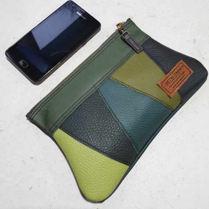 Etui/Make-up Tasje Leer Streep Groen - Afbeelding 4