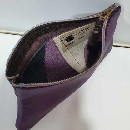 Etui/Make-up Tasje Leer Streep Paars - Afbeelding 3