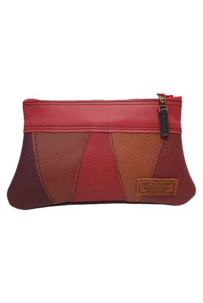 Etui/Make-up Tasje Leer Streep Rood