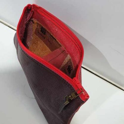 Etui/Make-up Tasje Leer Streep Rood - Afbeelding 3