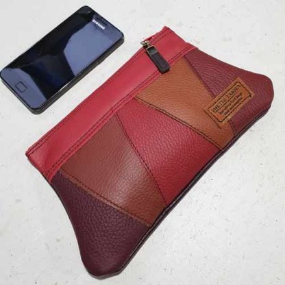 Etui/Make-up Tasje Leer Streep Rood - Afbeelding 4