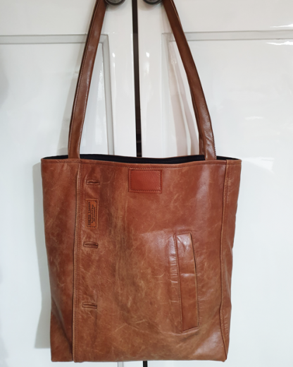 Damestas Leer Shopper Cognac met Zak 2