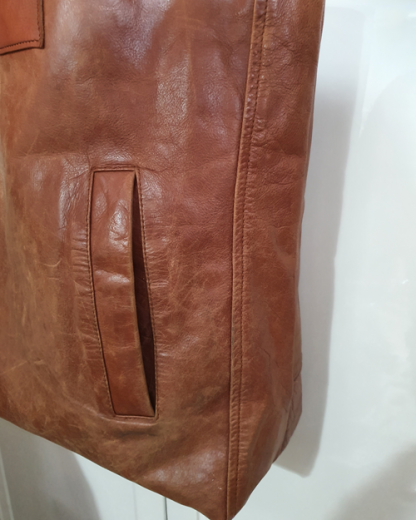 Damestas Leer Shopper Cognac met Zak 2 - Afbeelding 4