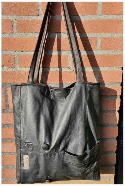 Damestas Leer Shopper Zwart met Zak 2