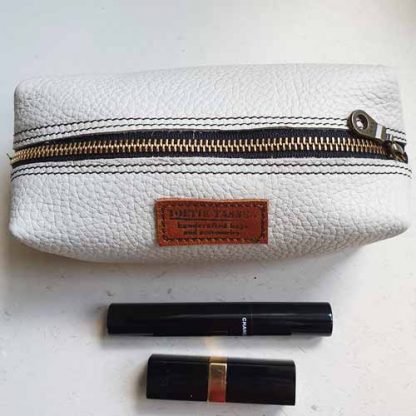 Etui/Make-up Tasje Leer Rol Wit - Afbeelding 2