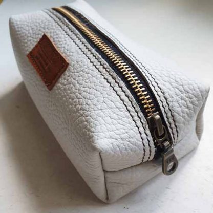 Etui/Make-up Tasje Leer Rol Wit - Afbeelding 3