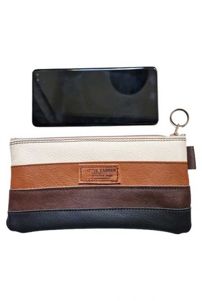 Etui/Make-up Tasje Leer Beige-Bruin-Zwart