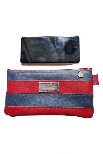 Etui/Make-up Tasje Leer Rood Blauw