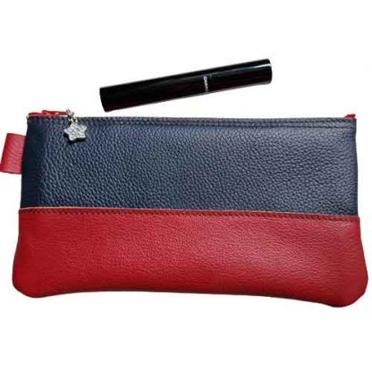 Etui/Make-up Tasje Leer Rood Blauw - Afbeelding 2