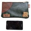 Etui/Make-up Tasje Leer Patchwork Groen