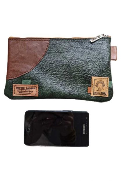 Etui/Make-up Tasje Leer Patchwork Groen