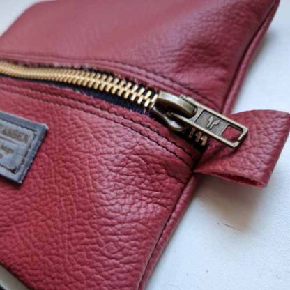 Make-up Tasje Leer Rood Plat - Afbeelding 2