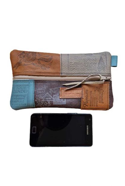 Etui/Make-up Tasje Leer Patchwork Multi1