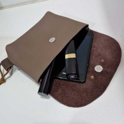 Make-up Tasje/Clutch leer Bruin - Afbeelding 3