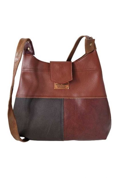 Tas Leer Bruin Patchwork 1A
