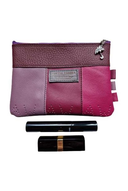 Etui/Make-up Tasje Leer Roze Paars Aubergine