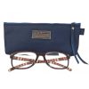 Brillenkoker Leer Blauw maat L