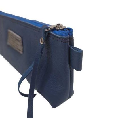 Brillenkoker Leer Blauw maat L - Afbeelding 2