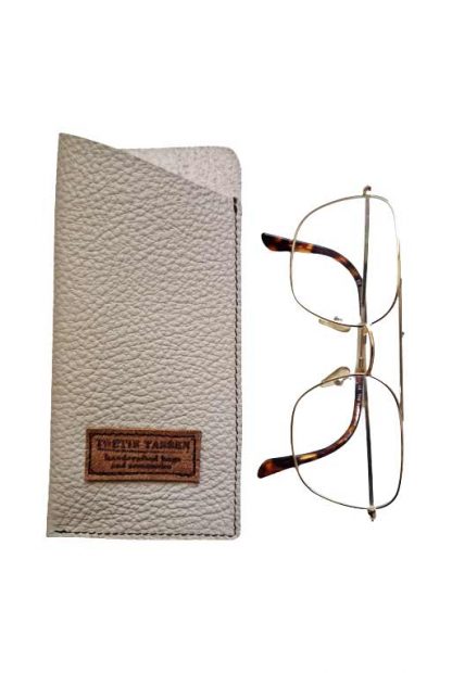 Brillenkoker Leer Taupe maat S