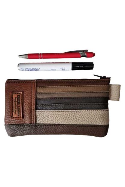 Etui Leer Patchwork Bruin