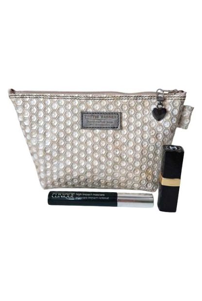 Make-up Tasje Leer Creme Print