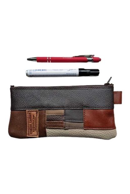 Etui Leer Patchwork Bruin 6