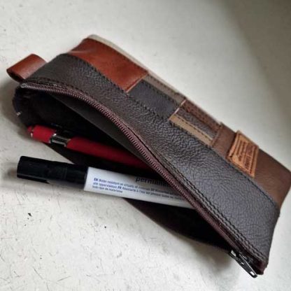 Etui Leer Patchwork Bruin 6 - Afbeelding 2