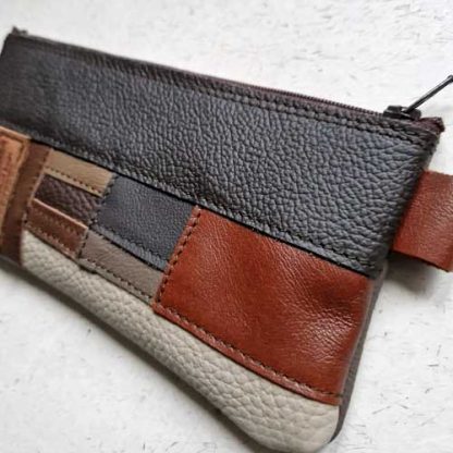 Etui Leer Patchwork Bruin 6 - Afbeelding 3