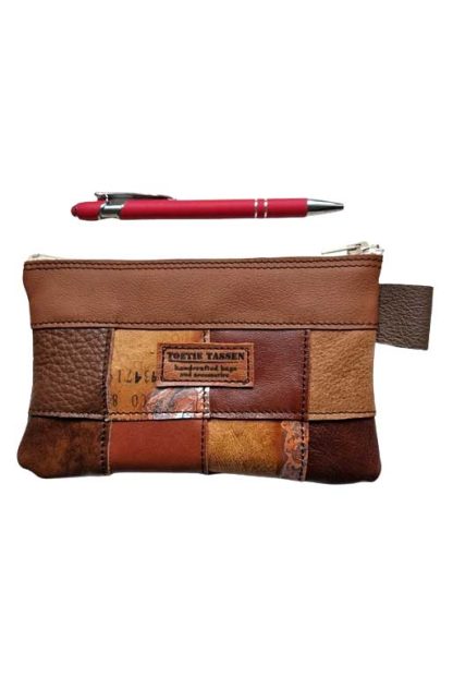 Etui Leer Patchwork Bruin
